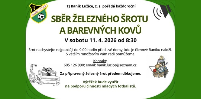 Fotbalový klub TJ Baník Lužice Vás srdečně vítá na svých oficiálních webových stránkách!